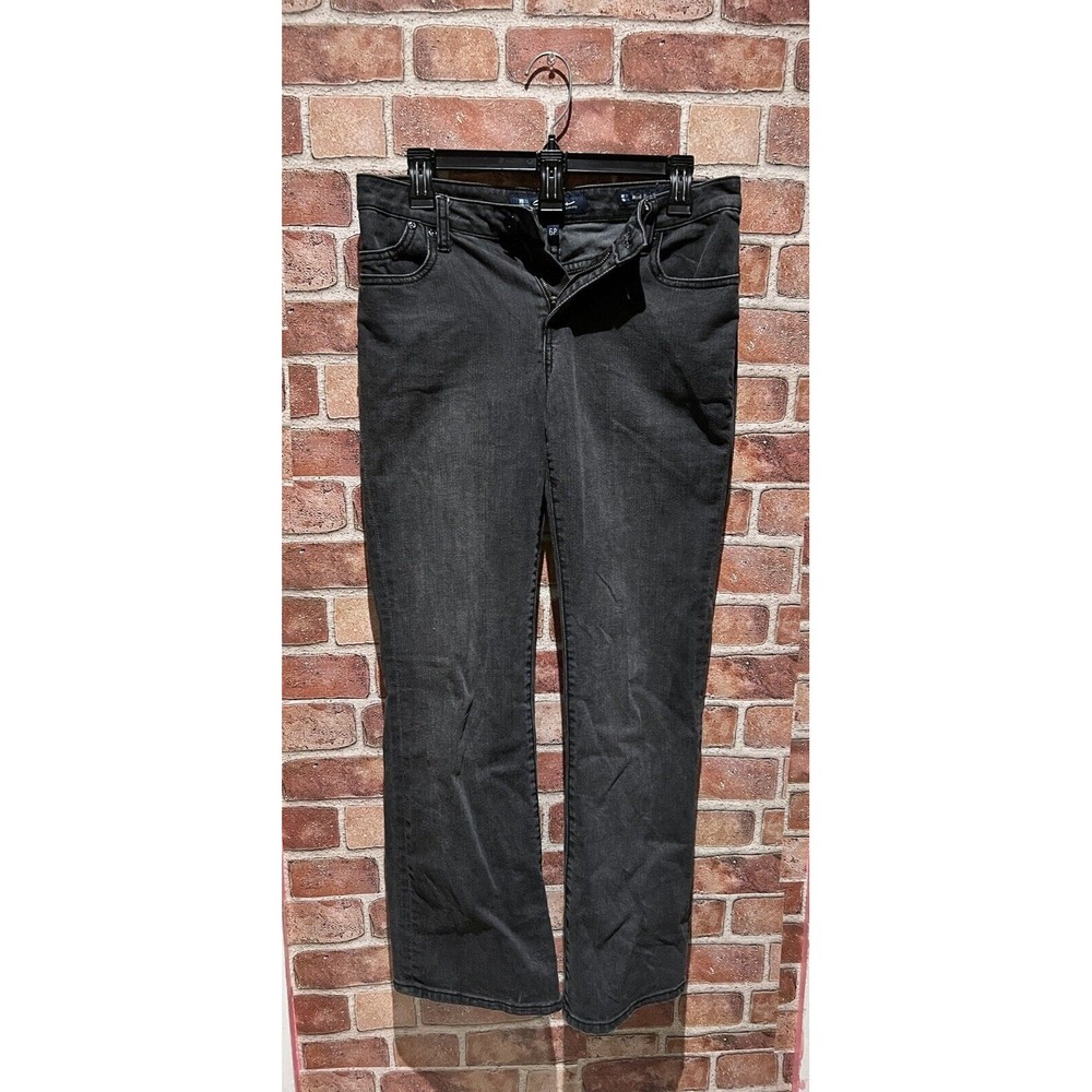 Women's Petites 6P Solid Black Denim Medium Rise Bootcut Patterned Jeans‎